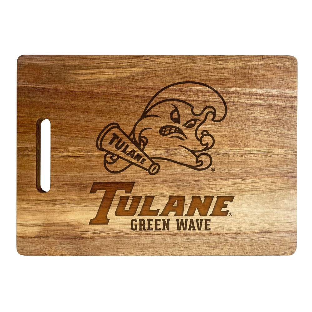 Tulane University Green Wave Classic Acacia Wood Cutting Board - Small Corner Logo Image 2