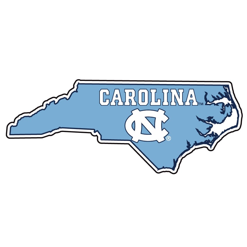 UNC Tar Heels 4-Inch State Shape NCAA Vinyl Decal Sticker for Fans, Students, and Alumni Image 1