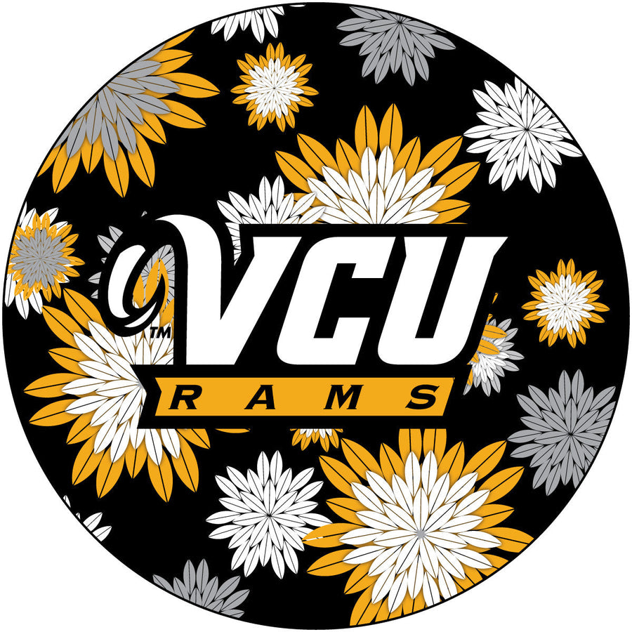 Virginia Commonwealth Round 4-Inch NCAA Floral Love Vinyl Sticker - Blossoming School Spirit Decal Image 1
