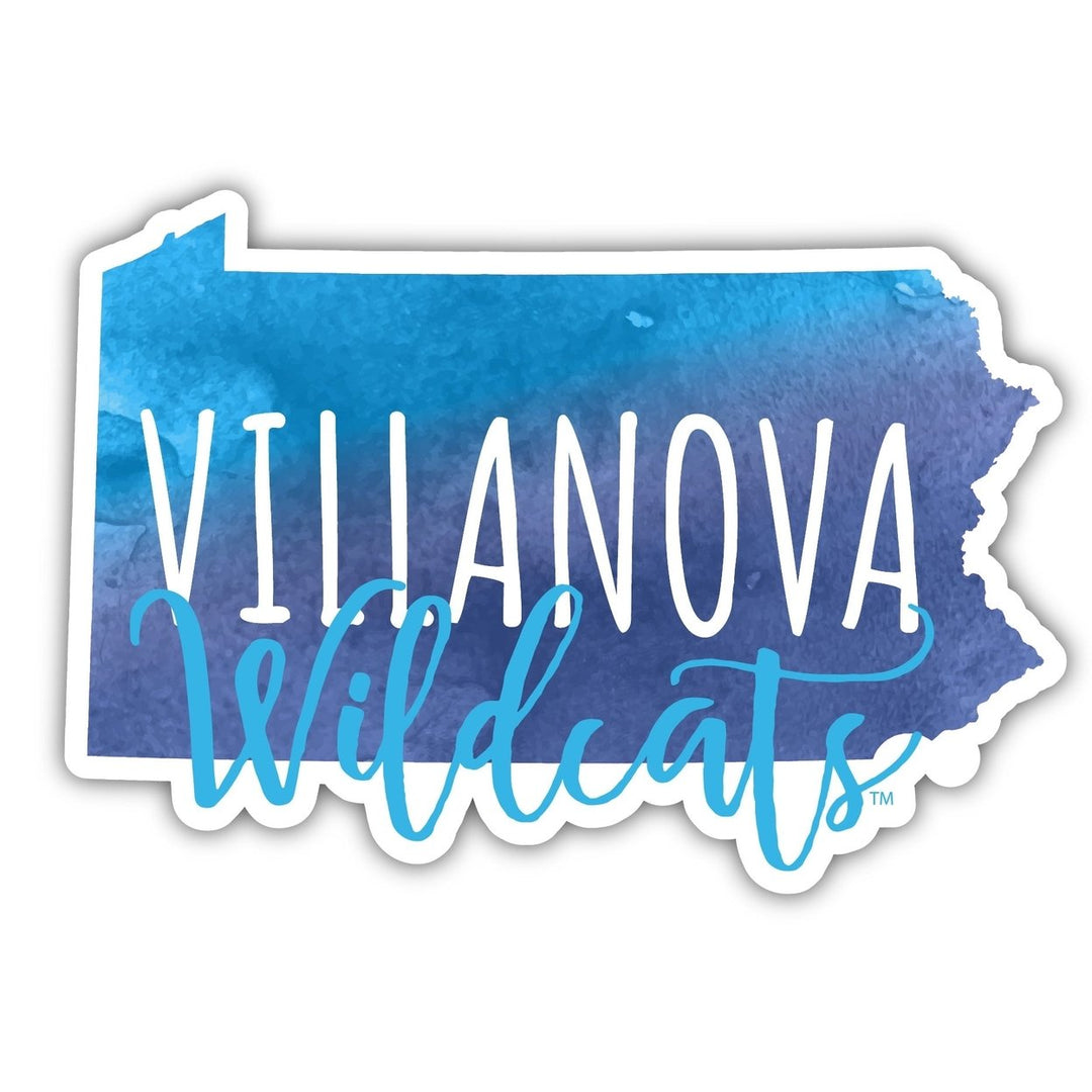 Villanova Wildcats 4-Inch Watercolor State Shaped NCAA Vinyl Decal Sticker for Fans, Students, and Alumni Image 1