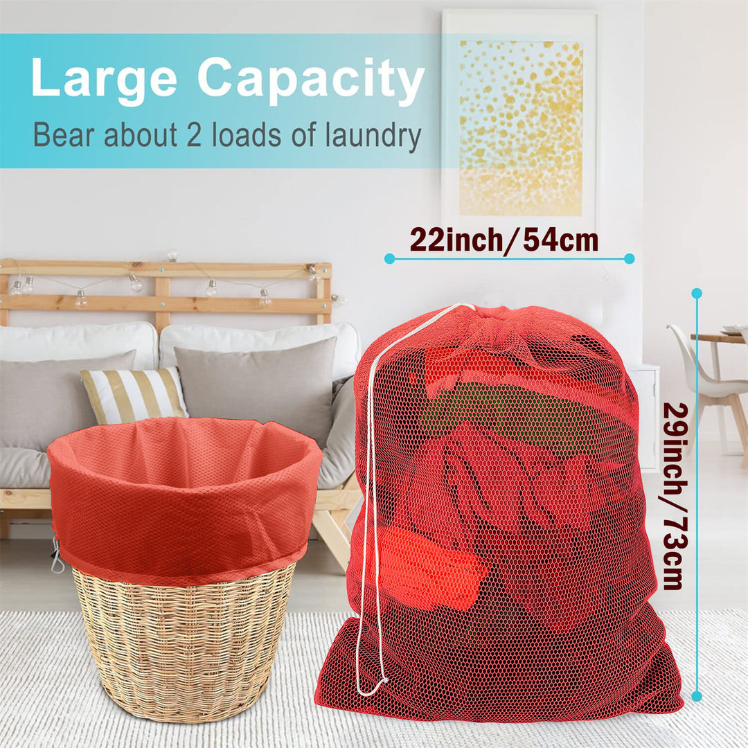 2-Pack: Durable Lightweight Long Lasting Multi-Purpose Locking Drawstring Closure Mesh Laundry Bag Image 3