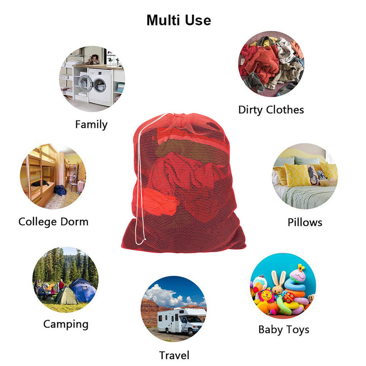 2-Pack: Durable Lightweight Long Lasting Multi-Purpose Locking Drawstring Closure Mesh Laundry Bag Image 6