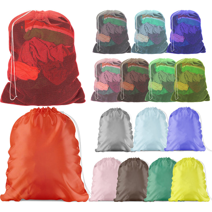 Durable Lightweight Mesh Nylon Laundry Bags Multi-Pack Drawstring Closure 22x29in Image 1