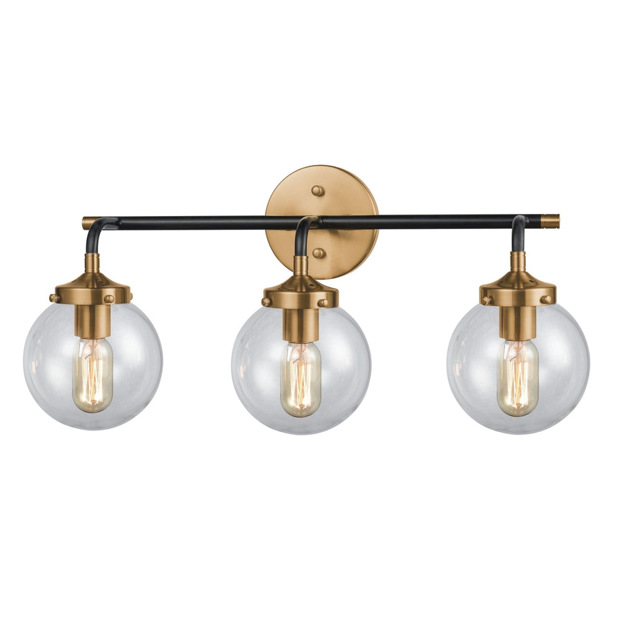 Boudreaux 24 Wide 3-Light Vanity Light - Matte Black with Antique Gold Image 1