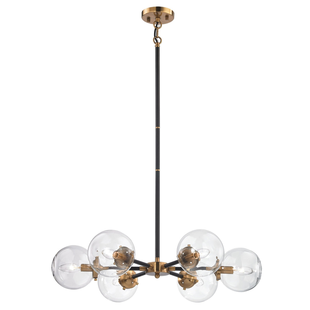 Boudreaux 28 Wide 6-Light Chandelier - Matte Black with Antique Gold Image 1