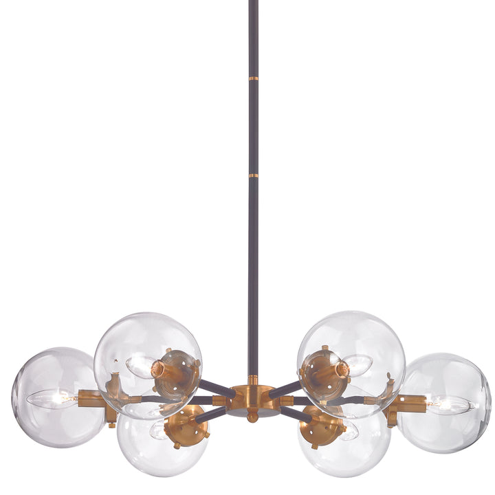 Boudreaux 28 Wide 6-Light Chandelier - Matte Black with Antique Gold Image 6