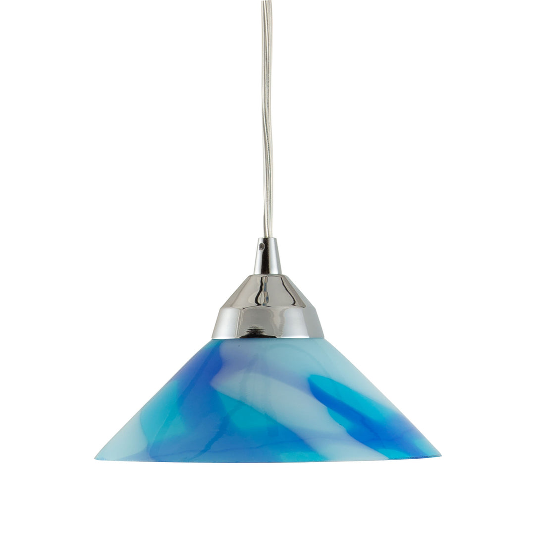 Refraction 7 Wide 1-Light Pendant - Polished Chrome with Caribbean Glass Image 3