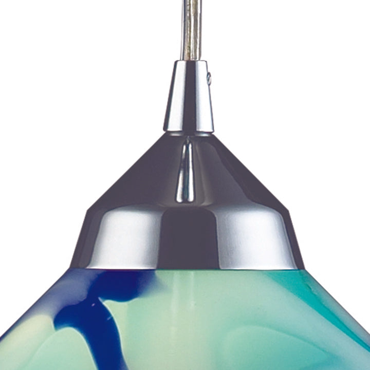 Refraction 7 Wide 1-Light Pendant - Polished Chrome with Caribbean Glass Image 4