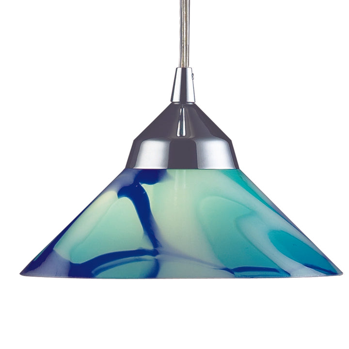 Refraction 7 Wide 1-Light Pendant - Polished Chrome with Caribbean Glass Image 6