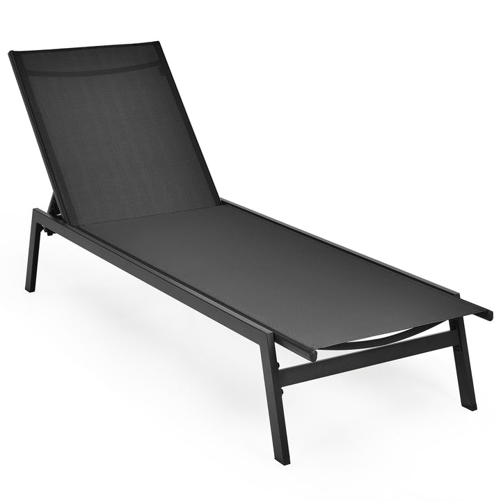 Costway Patio Lounge Chair Chaise Recliner Back Adjustable Garden Deck Brown\Black Image 3