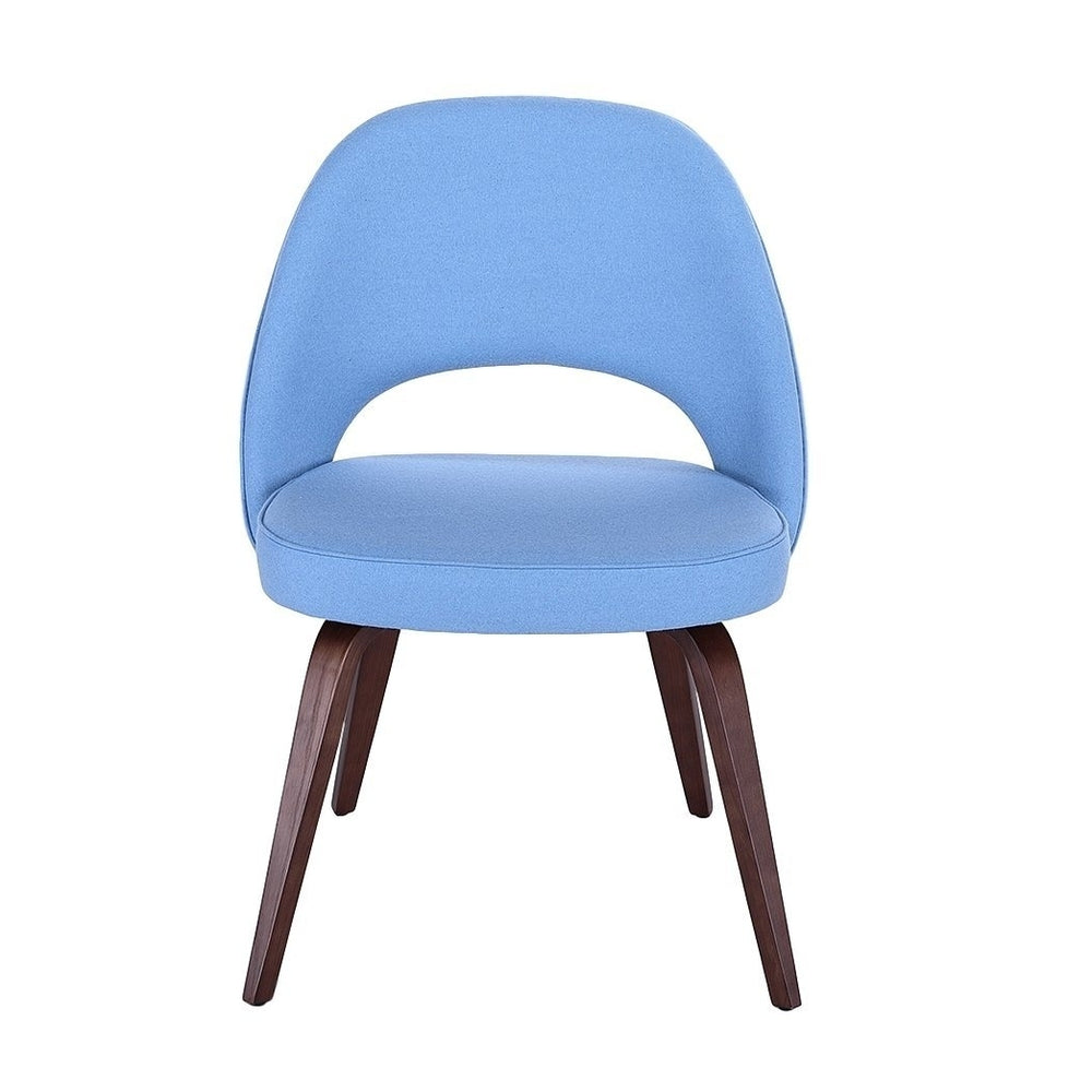 Sienna Executive Side Chair - Light Blue Fabric and Walnut Legs Image 2