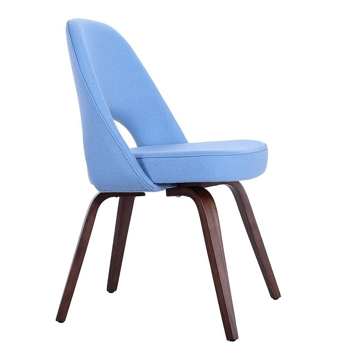 Sienna Executive Side Chair - Light Blue Fabric and Walnut Legs Image 3