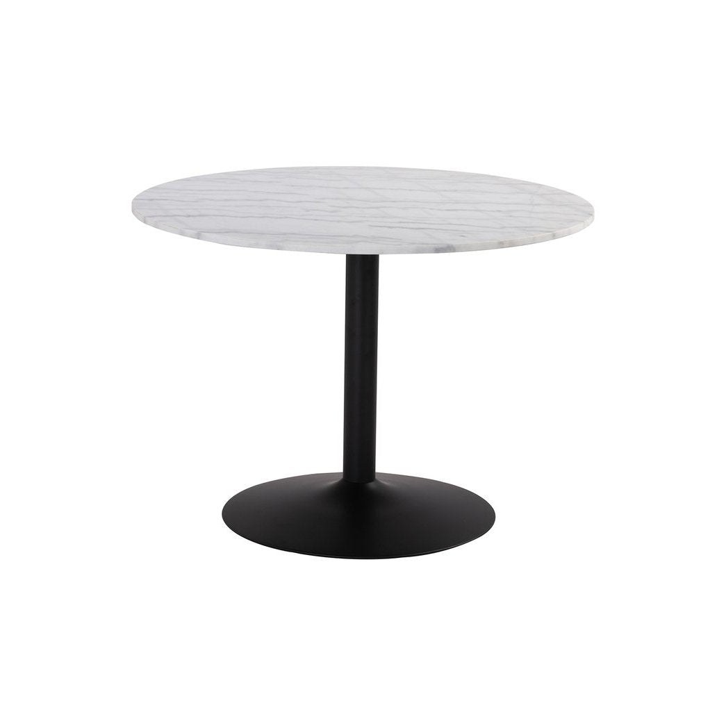 Marmor Marble Dining Table 110cm White Veining Matt Black Metal Base Modern Design Image 1