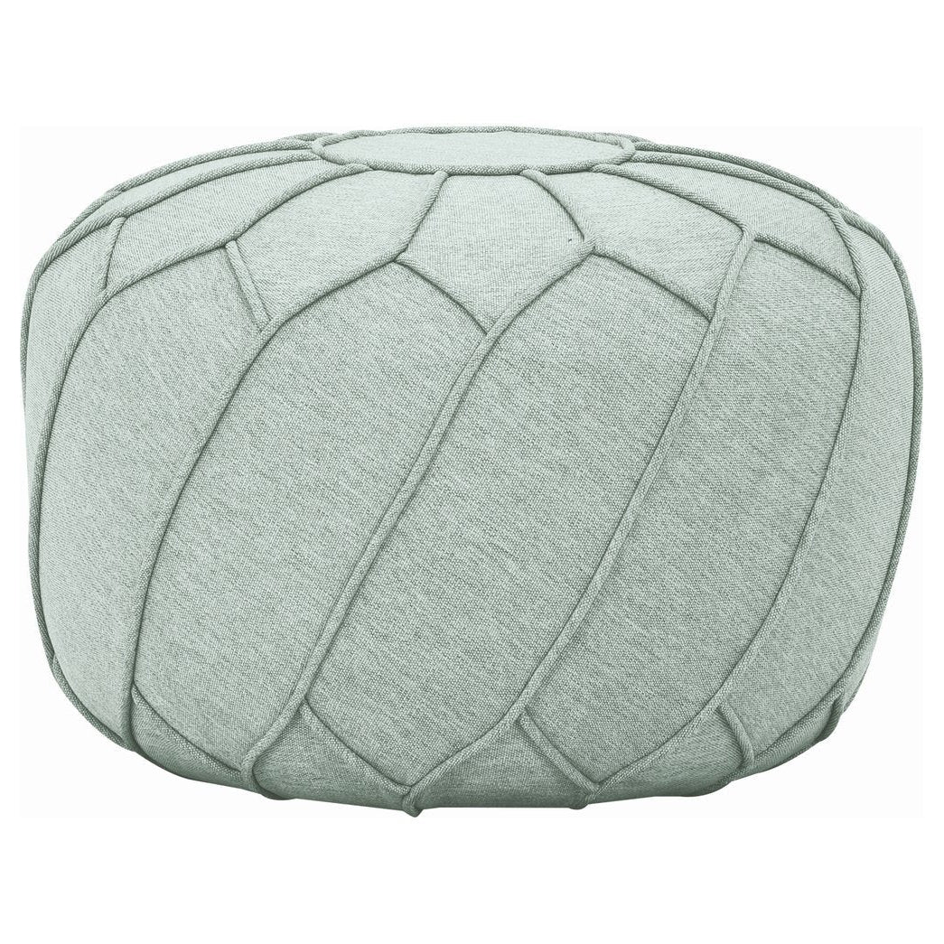 Saturn Ottoman Pouf Aquamarine 61cm Diameter 40cm Height with Color Piping Image 1