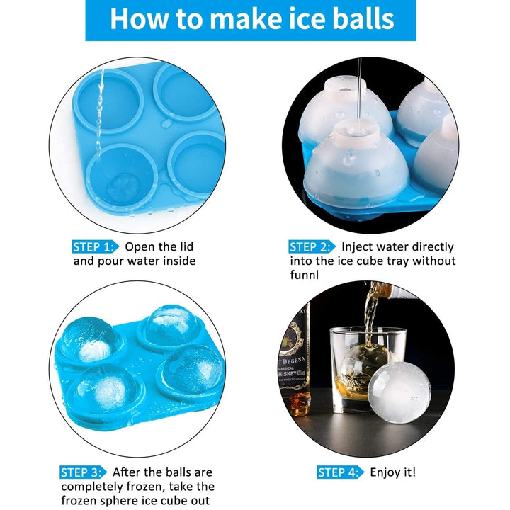 Silicone Sphere Ice Cube Trays with Lids, Creates 8 Giant Sphere Ice Cubes, BPA Free, Ice Ball Maker Image 7