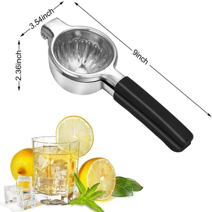 XBUTY Extra Large Lemon Squeezer Stainless Steel Manual Non-Slip Hand-Held Jumbo Citrus Press, Black Image 3