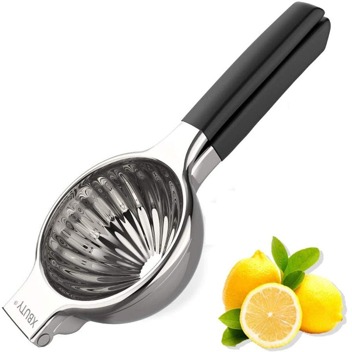 XBUTY Extra Large Lemon Squeezer Stainless Steel Manual Non-Slip Hand-Held Jumbo Citrus Press, Black Image 7