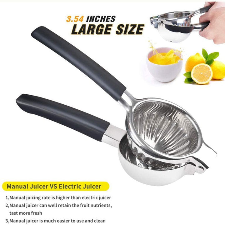 XBUTY Extra Large Lemon Squeezer Stainless Steel Manual Non-Slip Hand-Held Jumbo Citrus Press, Black Image 10