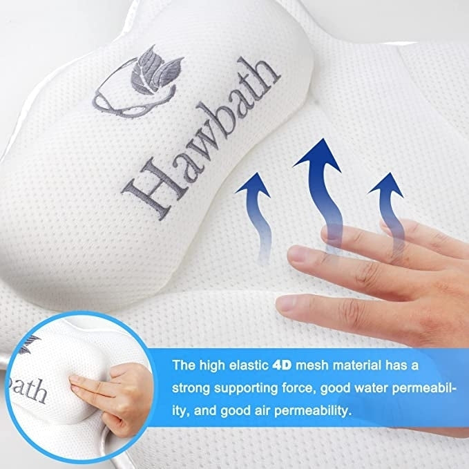 Hawbath Ultra-Soft Bath Pillow  Neck and Back Support with 6 Suction Cups Image 3