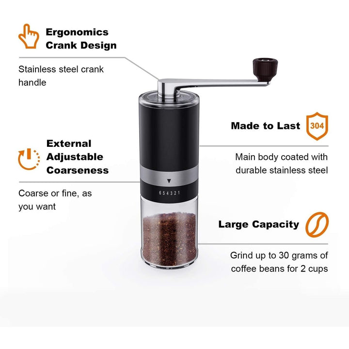 Manual Coffee Grinder with adjustable Coarse Setting, Ceramic Burr Grinder for French Press, Drip Coffee, Aeropress by Image 4