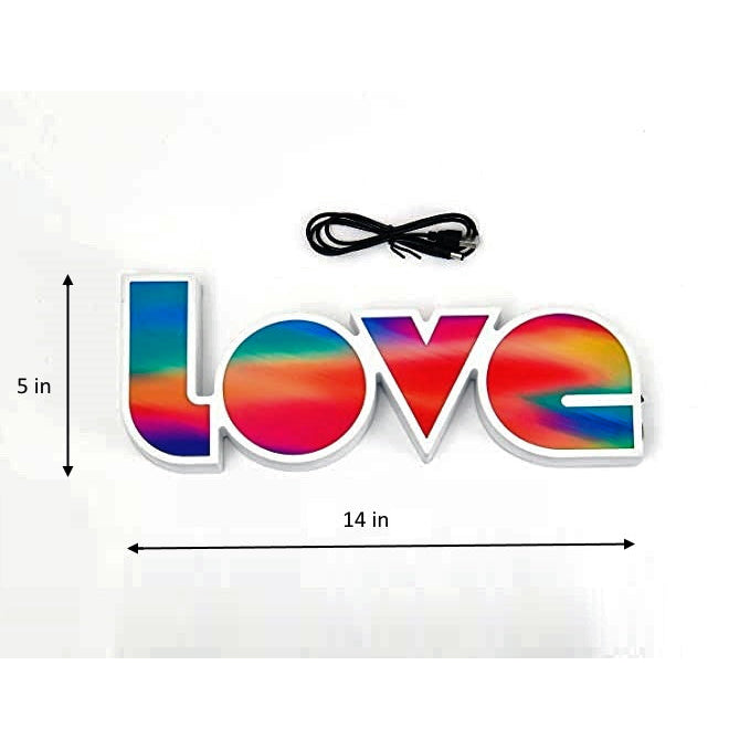 Light Up LED Love Sign Decoration Lights Neon Letters Ambient Lighting, Standing/Hanging, Battery and USB Power, Rainbow Image 4