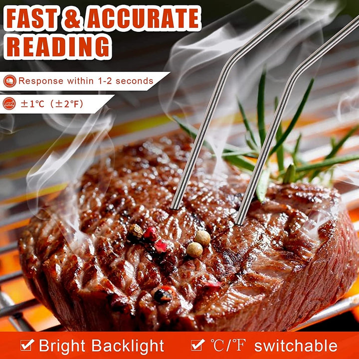 Meat Thermometer, Dual Probe Digital Instant Read Food Thermometer with Alarm and Calibration Function, Large Backlit Image 6