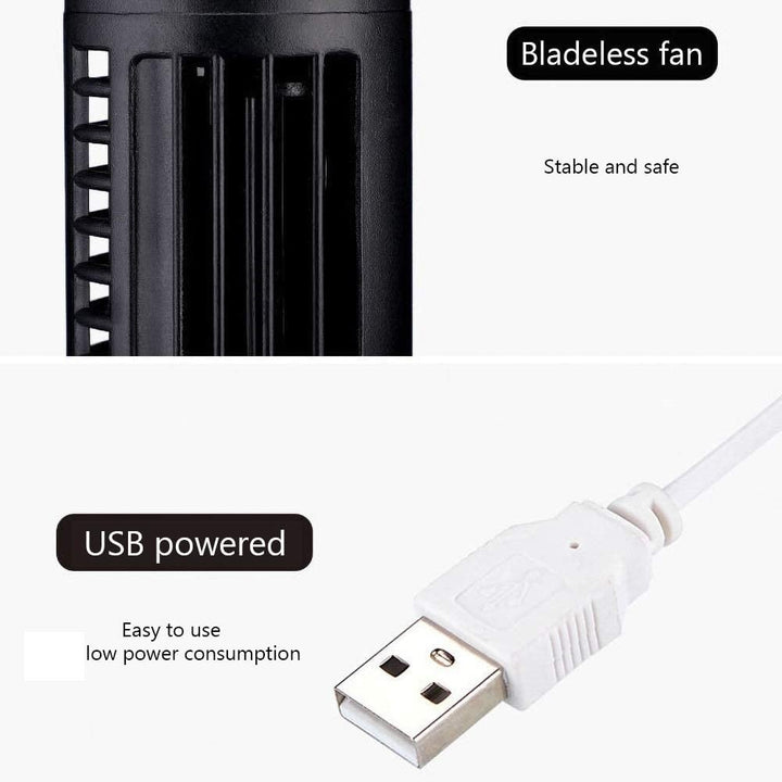 Portable Personal Bladeless Tower Fan USB Powered Cooling System Image 4