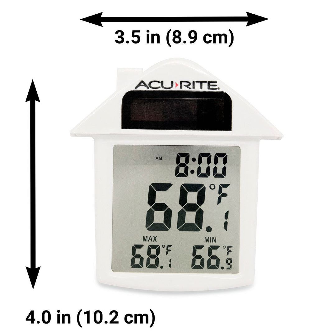 AcuRite Solar Powered Window Thermometer with Digital Clock, Daily High and Low Temperatures, Reversible Design, Image 4