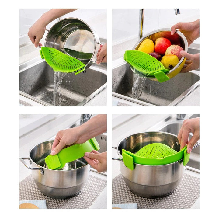 (2 Pack) Clip-on Silicone Pot Strainer Heat Resistant Clip On Strainer for Pots Pans Bowls Image 5