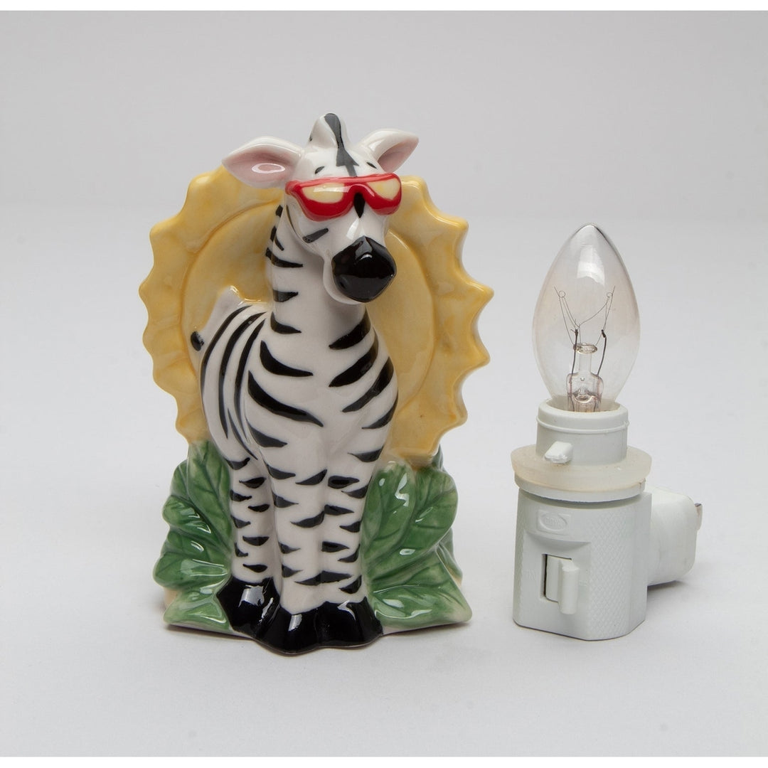 Ceramic Zebra Nightlight Plug-In 3x2.25x4.25 Nursery Gift Parents Image 3