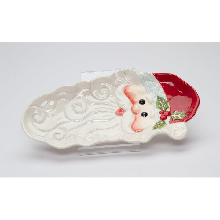 Ceramic Santa Claus Dessert Tray 8.75x4.5in Kitchen Holiday Decor Image 3