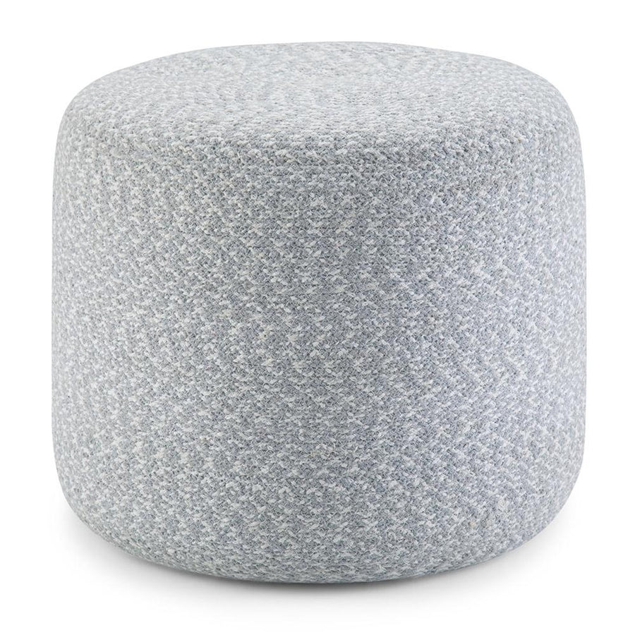 Bayley Pouf Round Cotton Handwoven Light Blue 20 inch Floor Cushion Seat Image 1