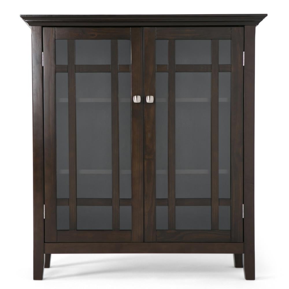 Bedford Medium Storage Cabinet Solid Wood Glass Doors Adjustable Shelves Rustic Design Image 6