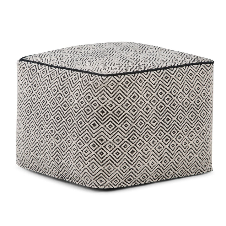 Brynn Pouf Square Ottoman 18x18x14 Hand-Woven Durable Fabric Accent Furniture Image 1