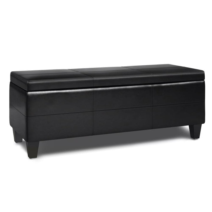 Afton Ottoman Bench Faux Leather Storage 48in Living Room Entryway Furniture Image 1