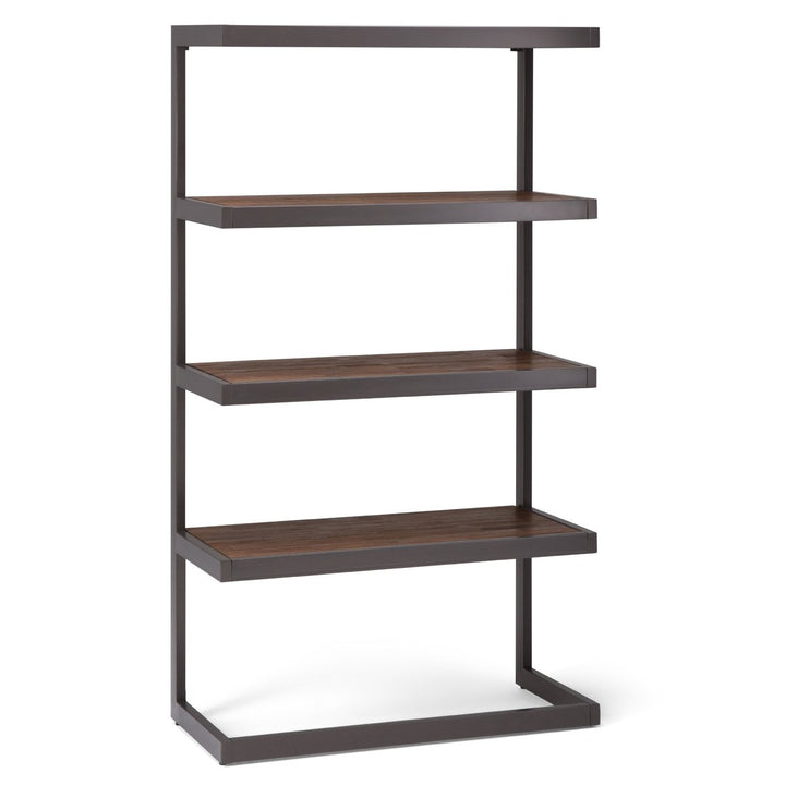 Erina Bookcase Acacia Wood 4 Shelves Black Frame 66 Inch Modern Industrial Image 1