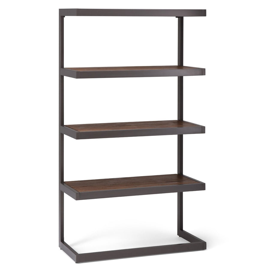 Erina Bookcase Acacia Wood 4 Shelves Black Frame 66 Inch Modern Industrial Image 1