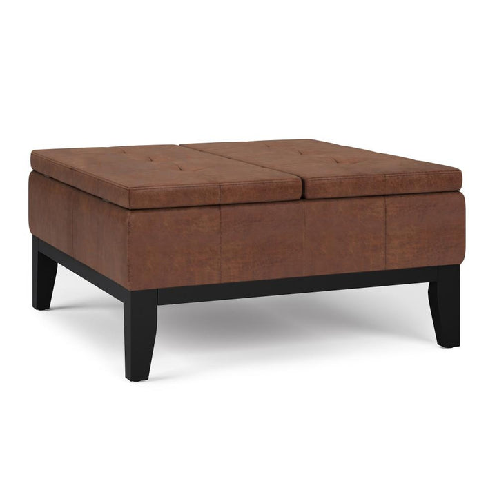 Dover Table Ottoman in Distressed Vegan Leather Image 3