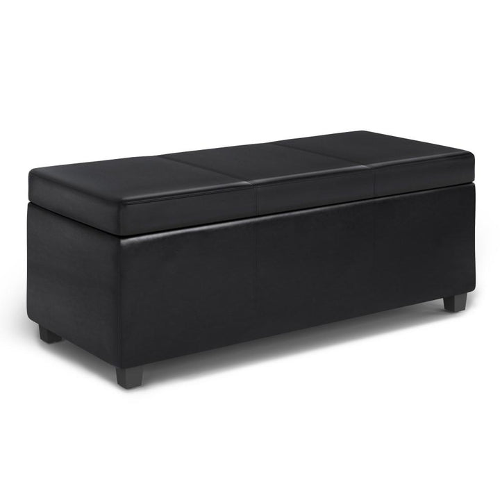 Avalon Lift Top Storage Ottoman Vegan Leather 20x44 Modern Living Room Furniture Image 1