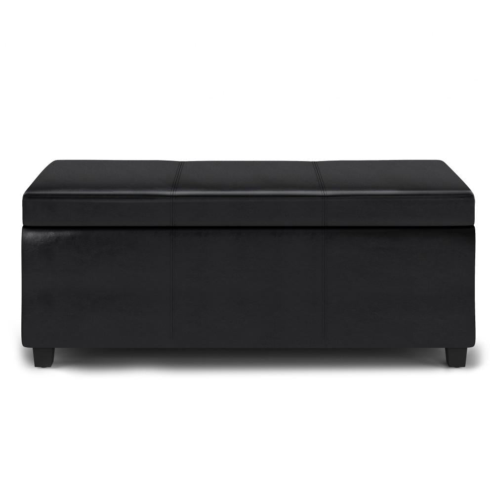 Avalon Lift Top Storage Ottoman Vegan Leather 20x44 Modern Living Room Furniture Image 5