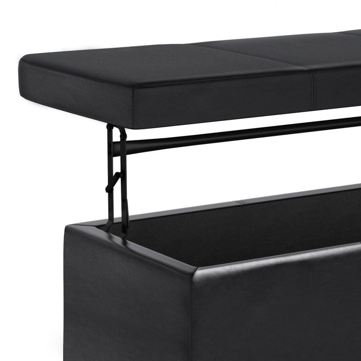 Avalon Lift Top Storage Ottoman Vegan Leather 20x44 Modern Living Room Furniture Image 8