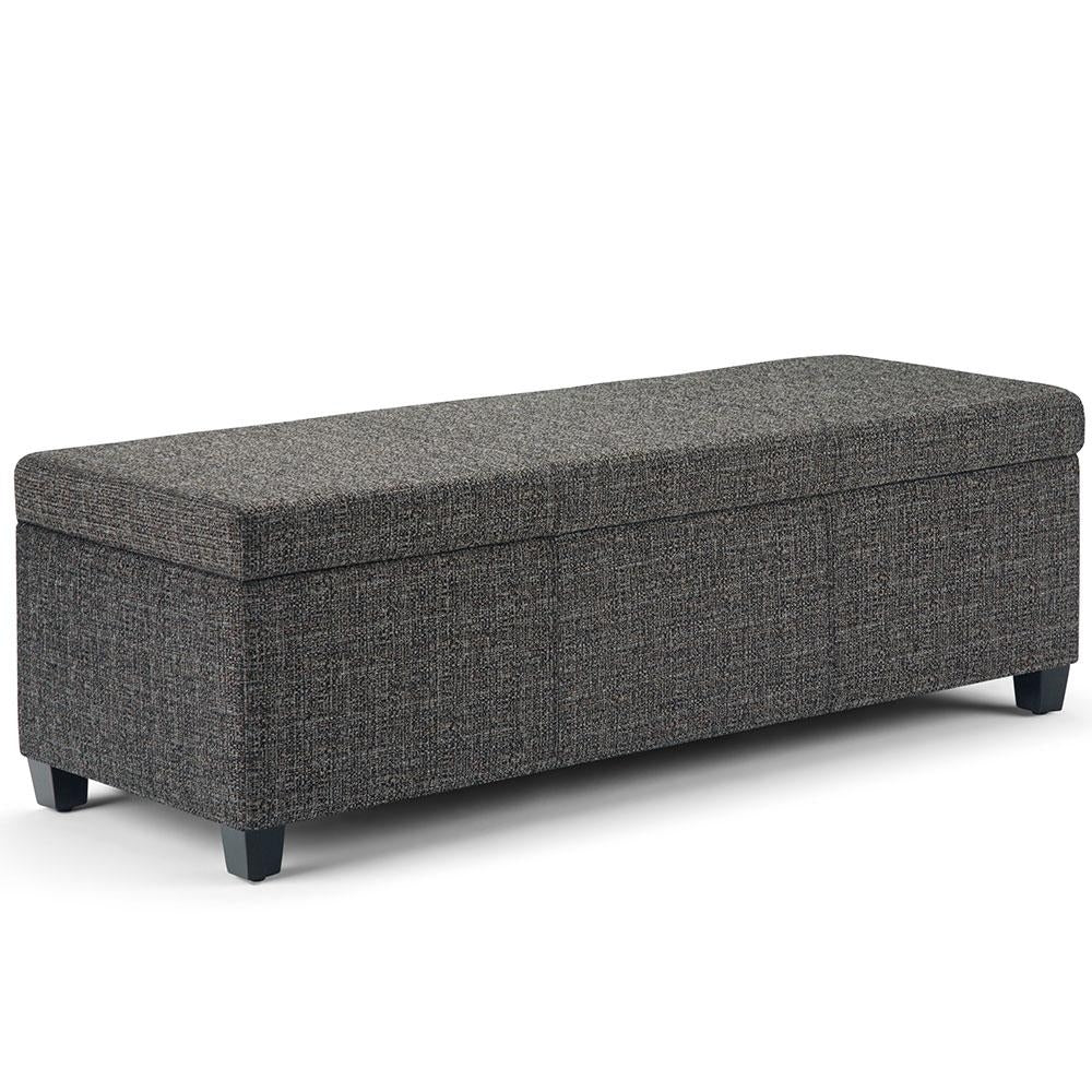 Avalon Storage Ottoman Bench Tweed 48in Large Rectangular with Interior Storage Image 1