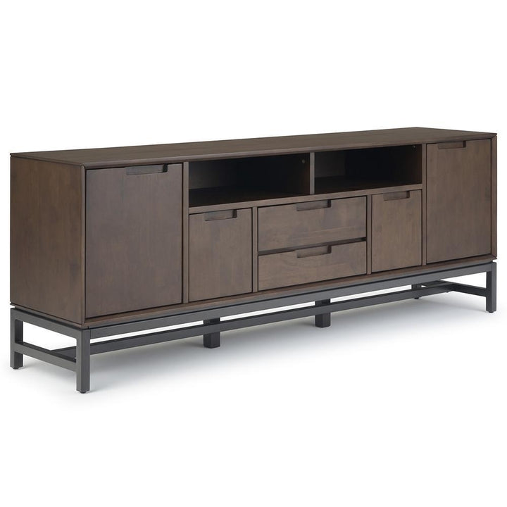 Banting 72 Inch TV Stand Solid Rubberwood Modern Industrial Black Metal Base Image 1