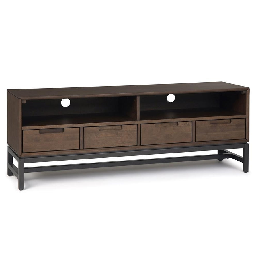 Banting Low TV Stand 72 inch Solid Rubberwood Modern Industrial Walnut Brown Image 1