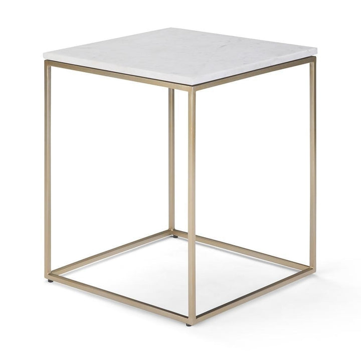 Kline Metal Table Marble Top Gold Accent Side Table 18x18x23 Mid Century Modern Image 1