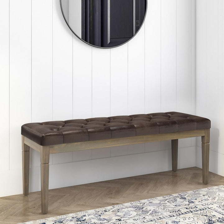 Waverly Ottoman Bench in Distressed Vegan Leather Image 3