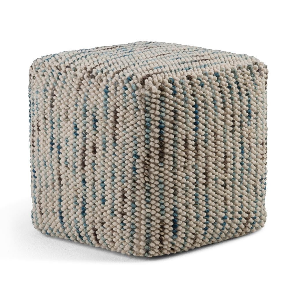 Zoey Cube Pouf Handmade Wool Cotton 18x18x14 Multi-Functional Foot Stool Image 1