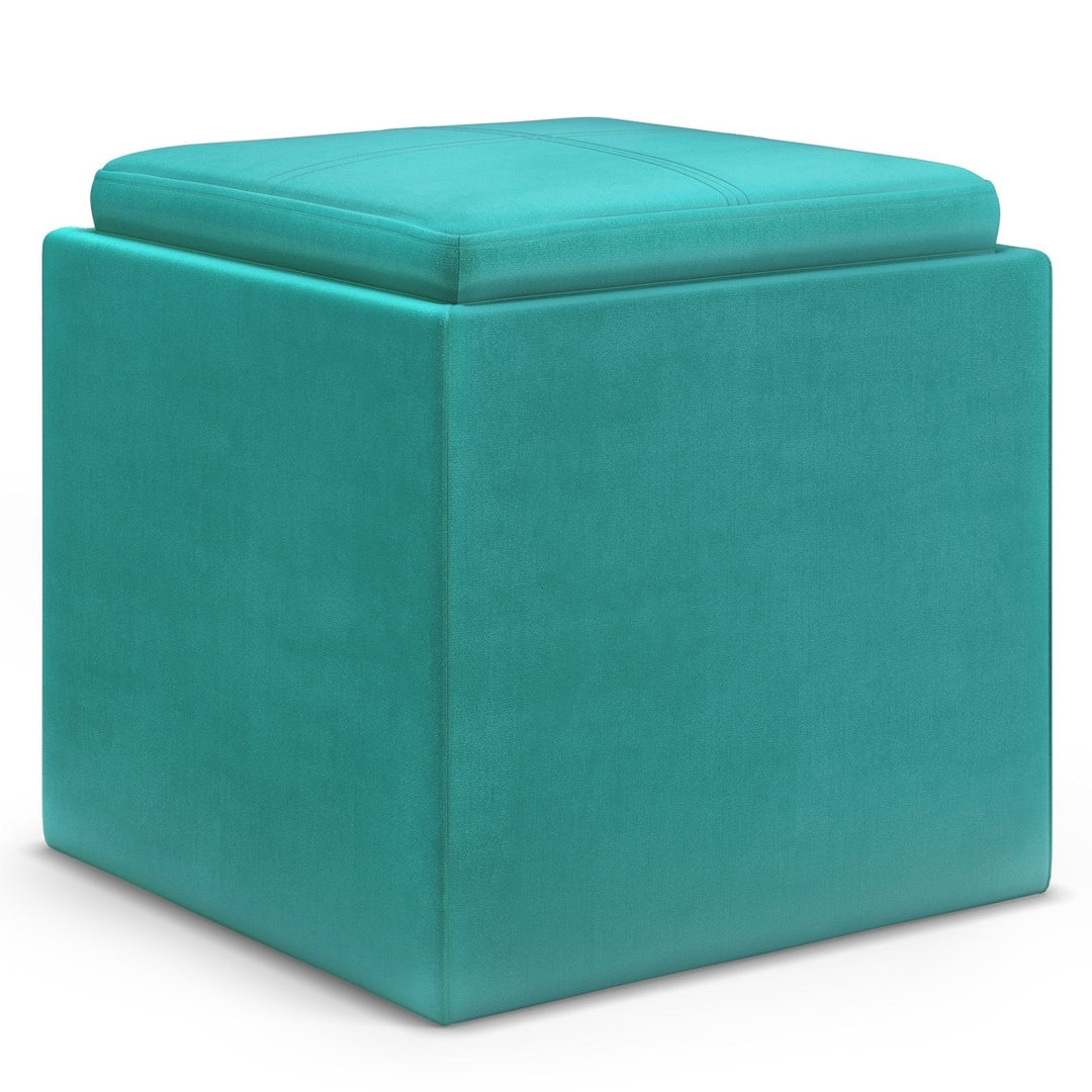 Rockwood Cube Storage Ottoman in Velvet Fabric Image 1
