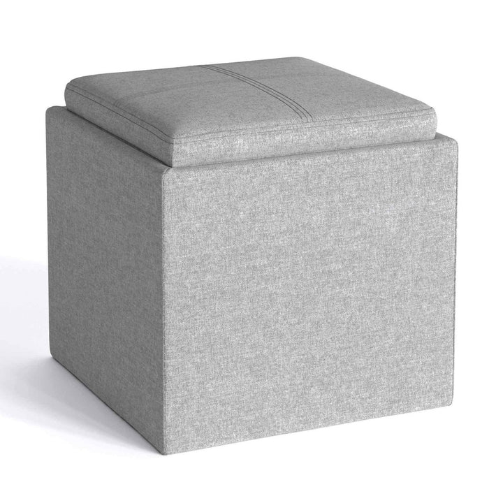 Rockwood Cube Storage Ottoman Linen Tray 16.9 Inch Multi-Functional Furniture Image 1