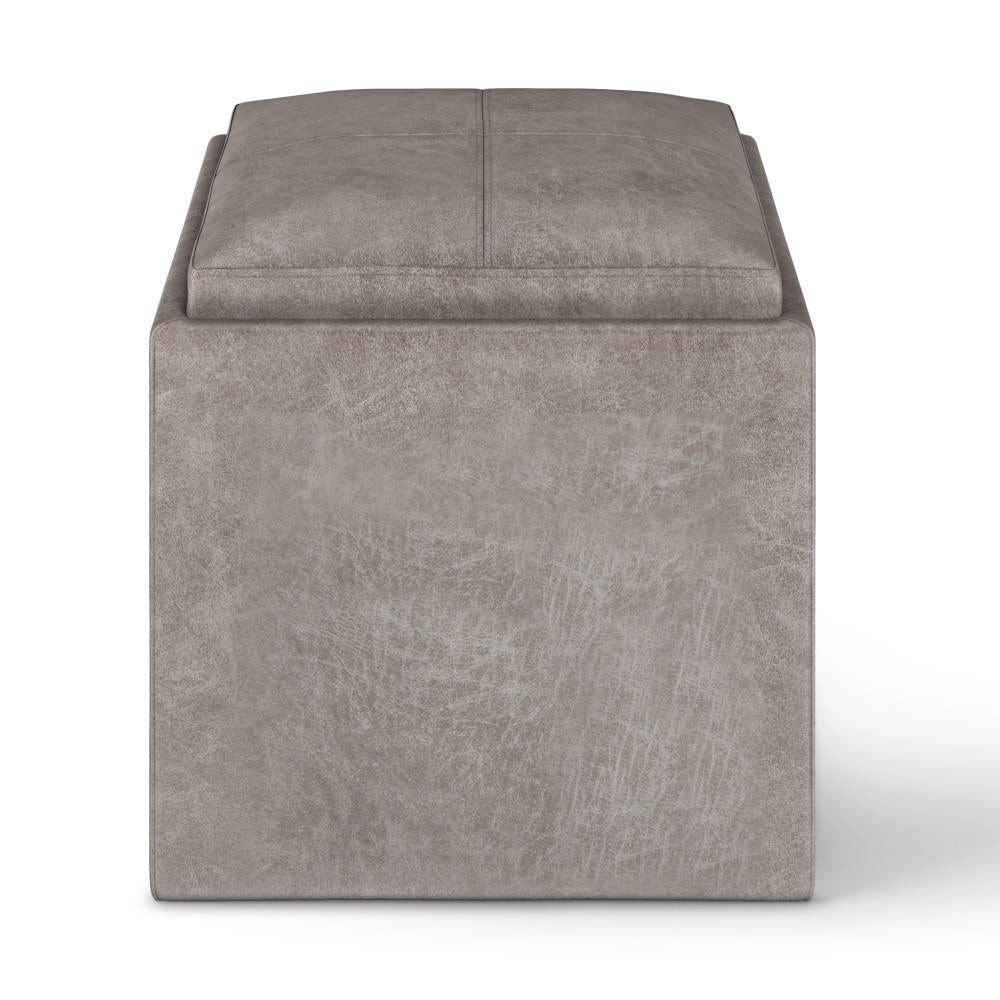 Rockwood Cube Storage Ottoman in Distressed Vegan Leather Image 9